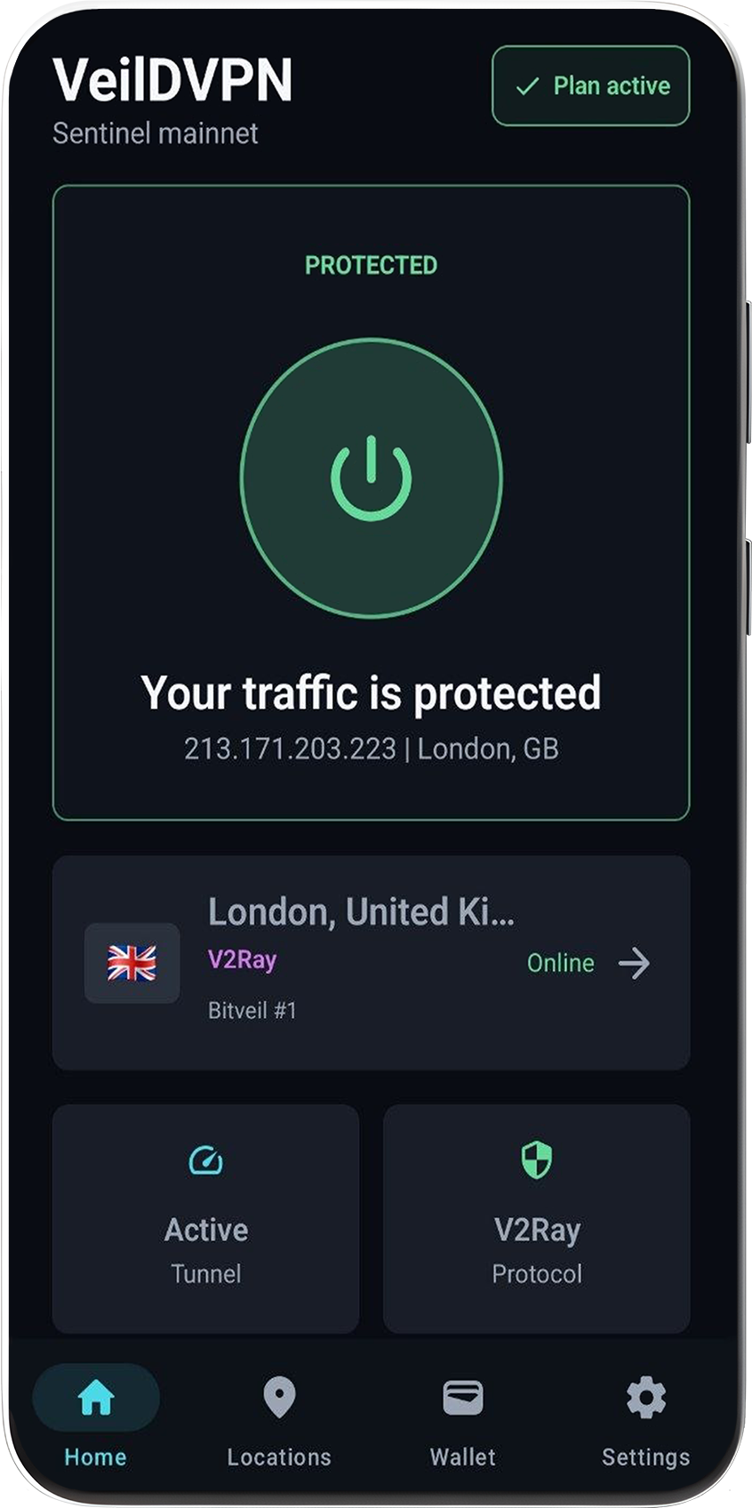 VeilDVPN Android app mockup
